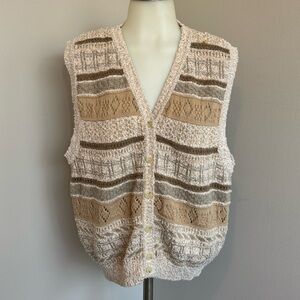 Vintage Lizsport Boho Y2K 90s Neutral Vest Grandmacore